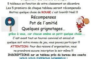 Le Mercredi 20 décembre 2023 à 19 heures tournoi de noël