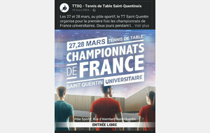 Mercredi 27 et Jeudi 28 mars se déroule les Championnats de France Universitaire à Saint-Quentin📍